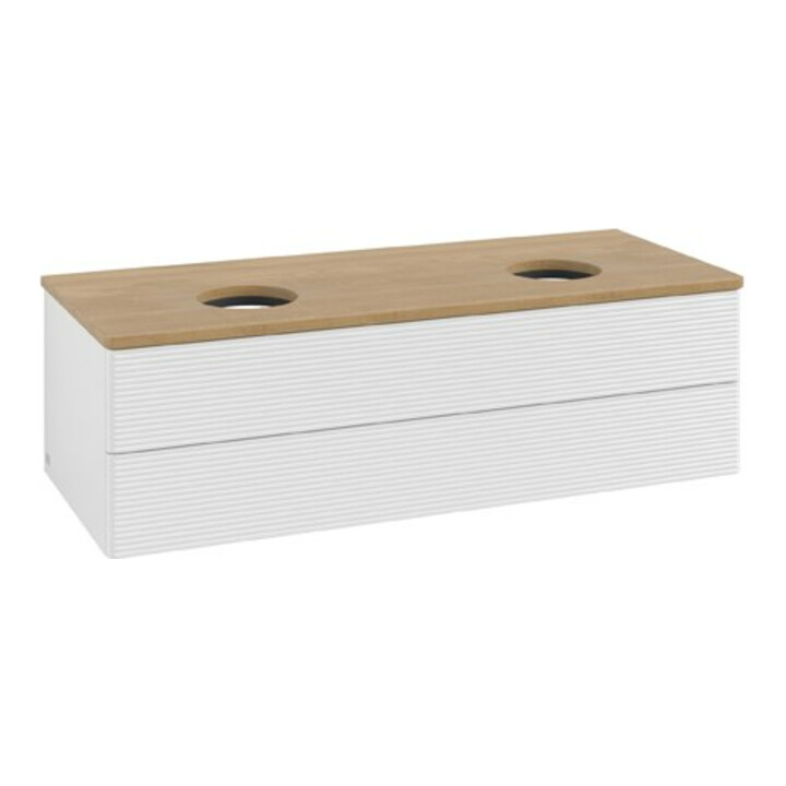 V&B Meuble sous-lavabo avec structure de façade Antao 120x36x50cm, WBP hon. Oa, blanc brillant Lac