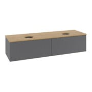 V&B Meuble sous lavabo avec structure de façade Antao 160x36x50 cm, WBP chêne hon. Oa, anthracite avec Lac-3