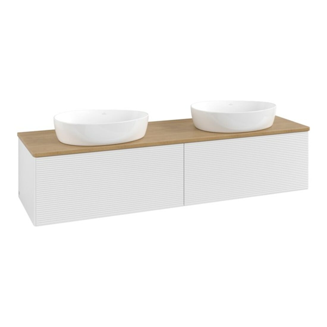 V&B Meuble sous lavabo avec structure de façade Antao 160x36x50 cm, WBP hon. Oa, blanc brillant Lac