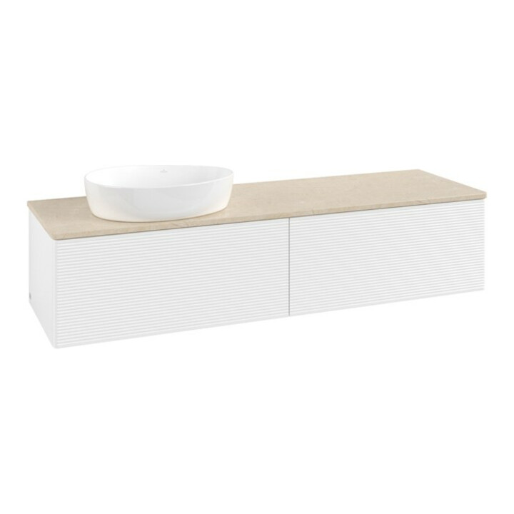 V&B Meuble sous lavabo avec structure de façade Antao 160x50 cm, couleur WBP botti, blanc mat avec laque