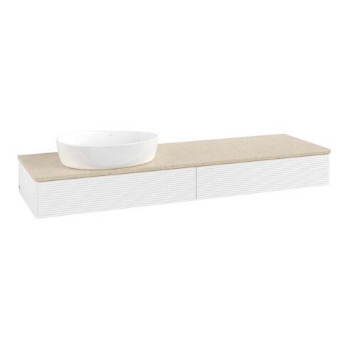 V&B Meuble sous lavabo avec structure de façade Antao 160x50 cm, couleur WBP botti., blanc mat avec laque