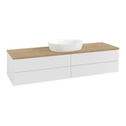 V&B Meuble sous lavabo avec structure de façade Antao 160x50 cm, couleur WBP hon. Oa, blanc brillant Lac-4