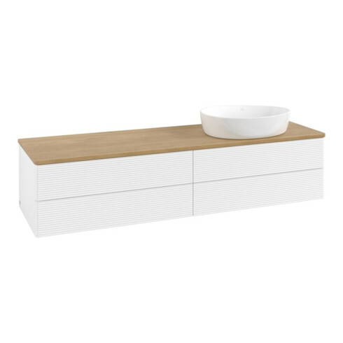 V&B Meuble sous lavabo avec structure de façade Antao 160x50 cm, couleur WBP hon. Oa, blanc mat avec laque