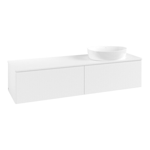 V&B Meuble sous lavabo avec structure de façade Antao 160x50 cm, couleur WBP Lac, blanc laqué