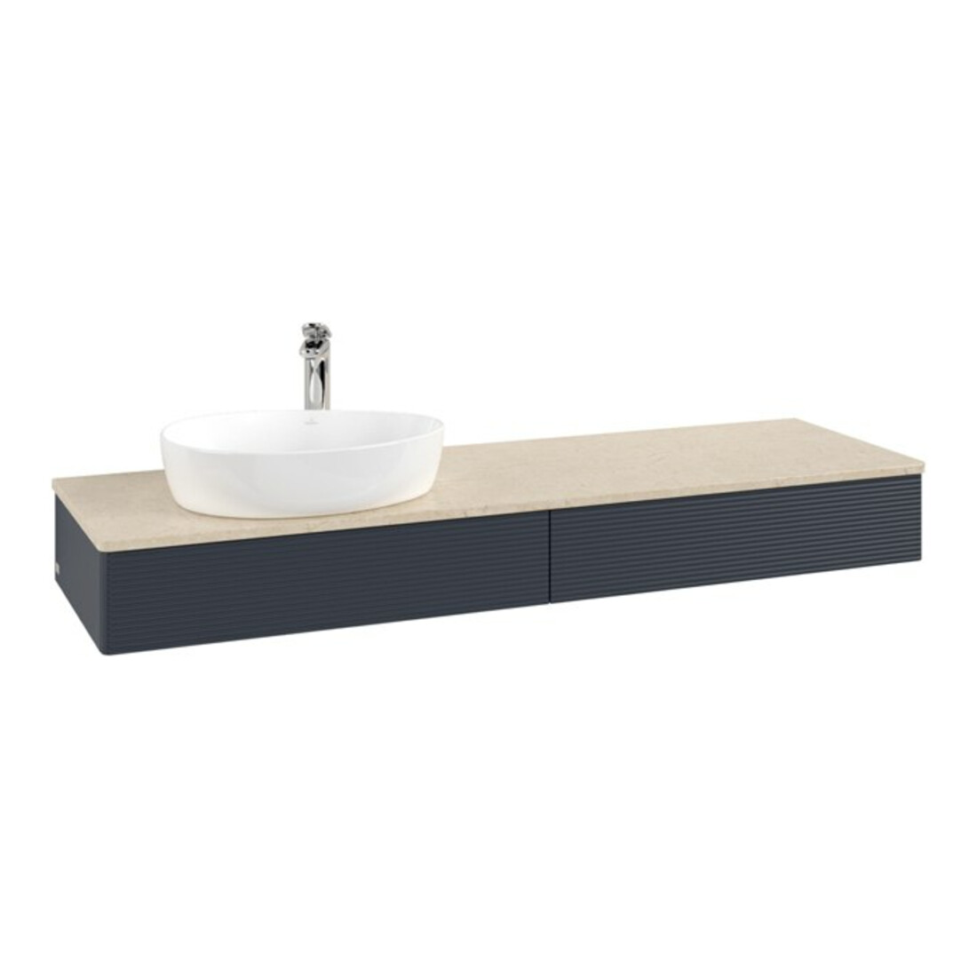 V&B Meuble sous lavabo avec structure de façade Antao 160x50 cm, HL, WBP botti., avec façade bleue et laque