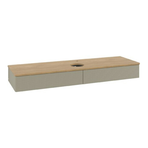 V&B Meuble sous lavabo avec structure de façade Antao 160x50 cm, HL, WBP chêne, gris moyen mat Lac