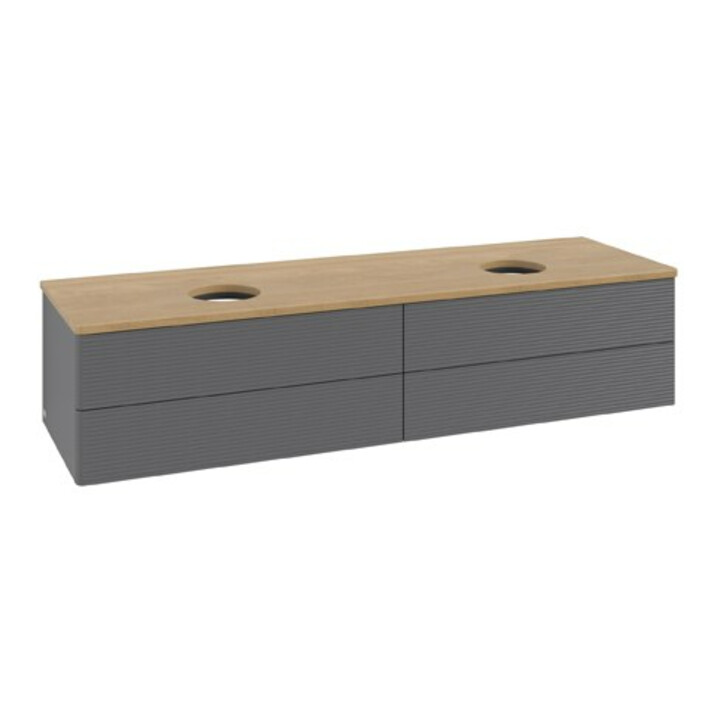 V&B Meuble sous lavabo avec structure de façade Antao 160x50 cm, WBP chêne, anthracite mat