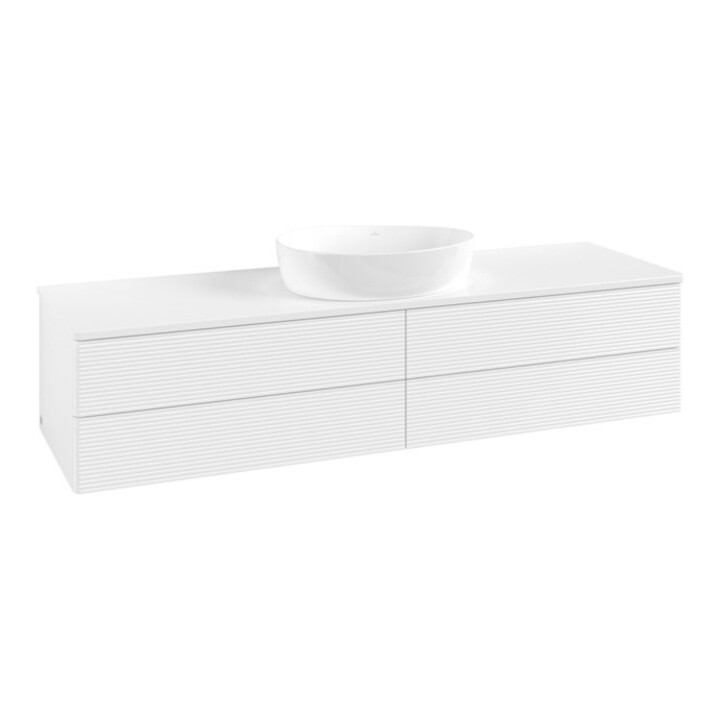 V&B Meuble sous lavabo avec structure de façade Antao 160x50cm, couleur WBP Lac, blanc mat laqué