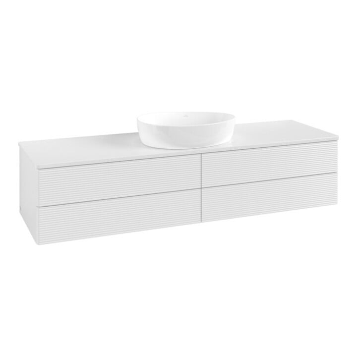 V&B Meuble sous-lavabo avec structure de façade Antao 160x50cm, couleur WBP Lac, laqué blanc brillant