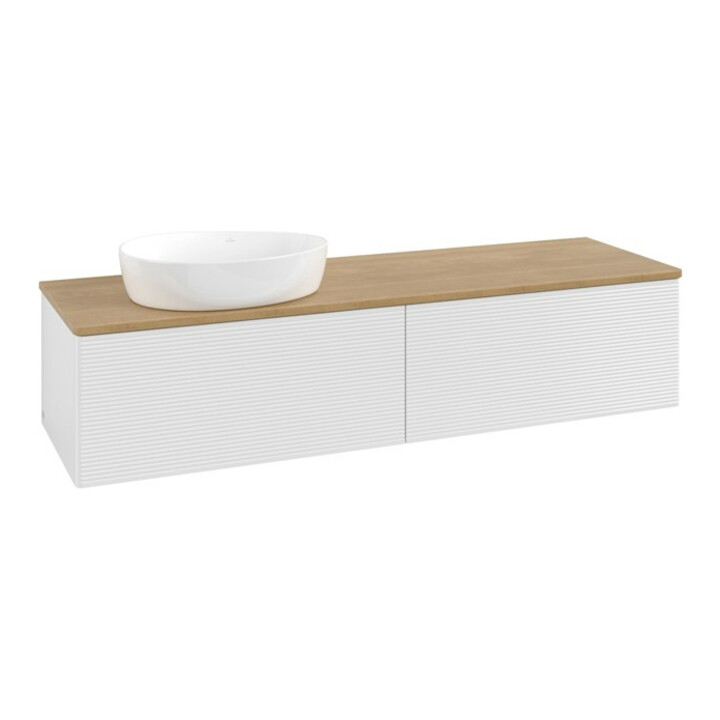 V&B Meuble sous lavabo avec structure de façade Antao 160x50cm, couleur WBP miel Oa, blanc brillant Lac