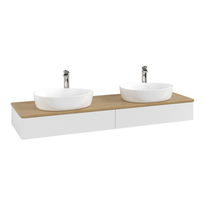 V&B Meuble sous lavabo avec structure de façade Antao 160x50cm, HL, WBP hon. Oa, blanc brillant Lac