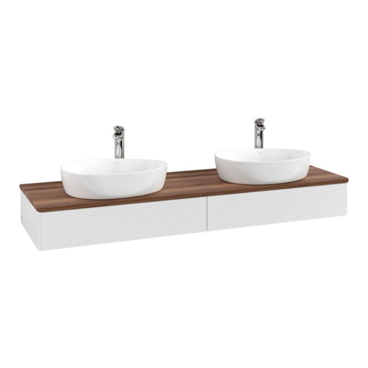 V&B Meuble sous lavabo avec structure de façade Antao 160x50cm, HL, WBP w. wal, blanc brillant Lac