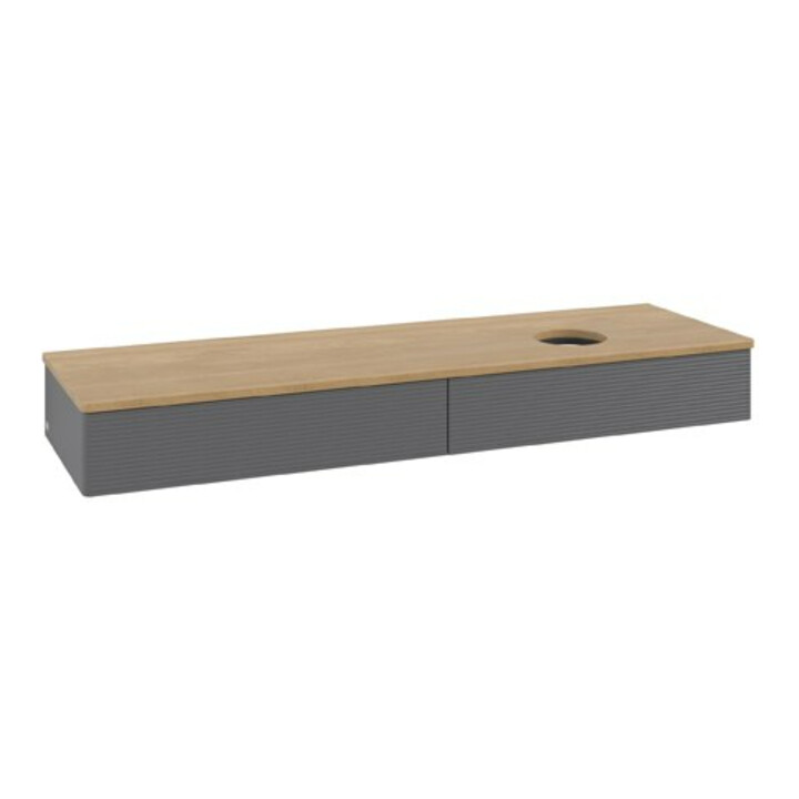 V&B Meuble sous-lavabo avec structure de façade Antao 160x50cm, WBP chêne, Anthracite mat Lac