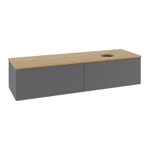 V&B Meuble sous lavabo avec structure de façade Antao 160x50cm, WBP chêne, anthracite mat Lac