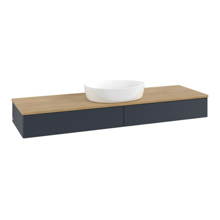 V&B Meuble sous-lavabo avec structure de façade Antao 160x50cm, WBP chêne hon. Oa, avec bleu m Lac