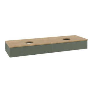 V&B Meuble sous lavabo avec structure de façade Antao 160x50cm, WBP chêne hon. Oa, vert feuille m Lac