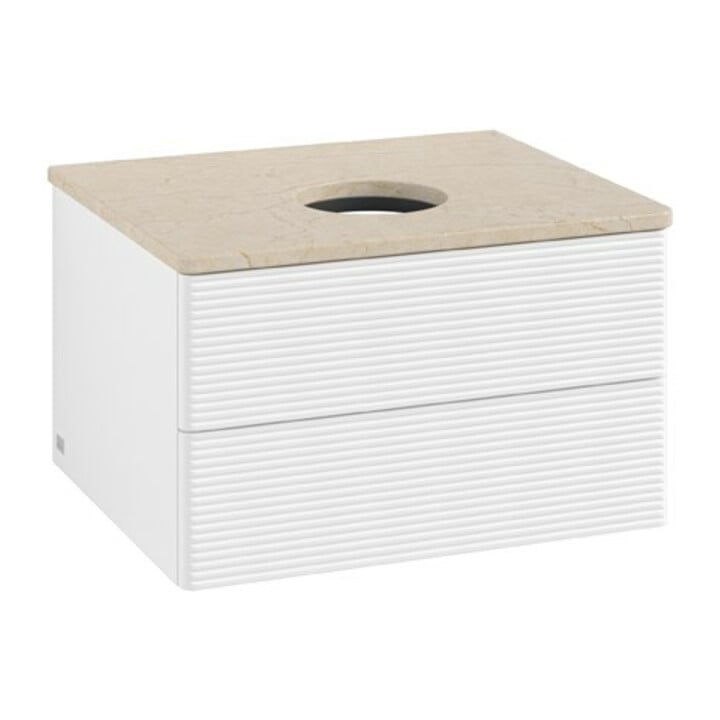 V&B Meuble sous lavabo avec structure de façade Antao 60x36x50cm, couleur WBP botti, blanc mat Lac