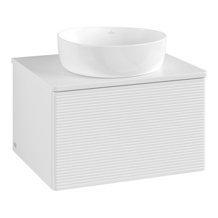 V&B Meuble sous lavabo avec structure de façade Antao 60x36x50cm, couleur WBP Lac, blanc brillant Lac