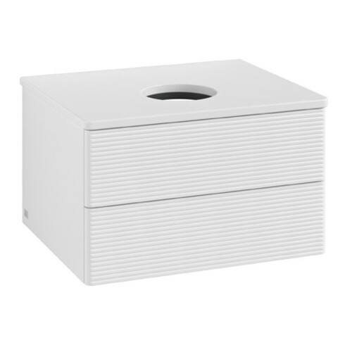 V&B Meuble sous lavabo avec structure de façade Antao 60x36x50cm, couleur WBP Lac, blanc brillant Lac