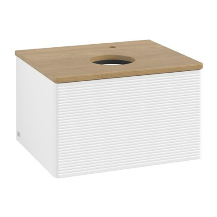 V&B Meuble sous lavabo avec structure de façade Antao 60x36x50cm, HL, WBP chêne, blanc mat Lac