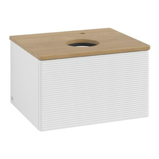 V&B Meuble sous lavabo avec structure de façade Antao 60x36x50cm, HL, WBP hon. Oa, blanc brillant Lac