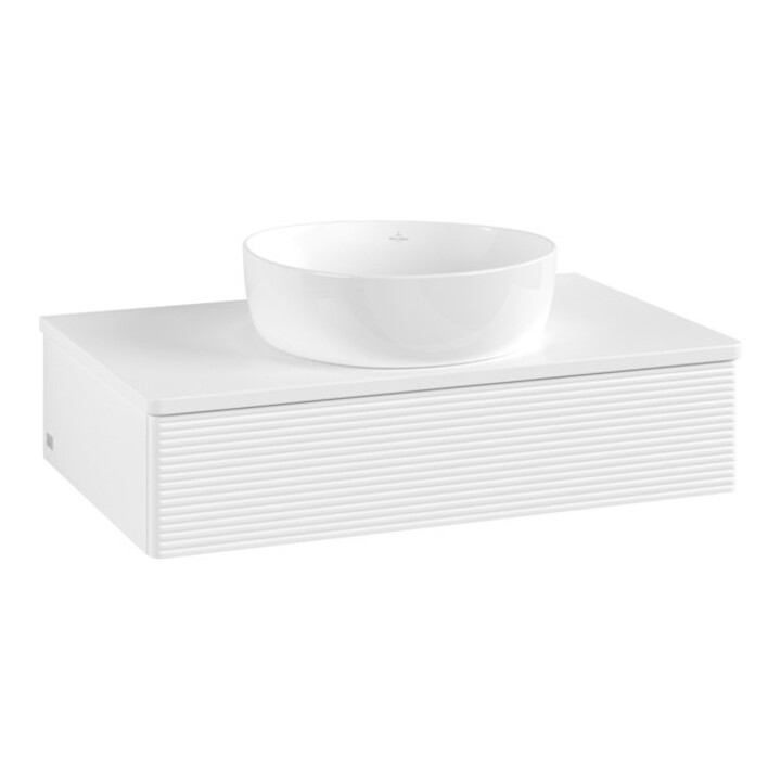 V&B Meuble sous-lavabo avec structure de façade Antao 80x19x50cm, couleur WBP Lac, blanc laqué