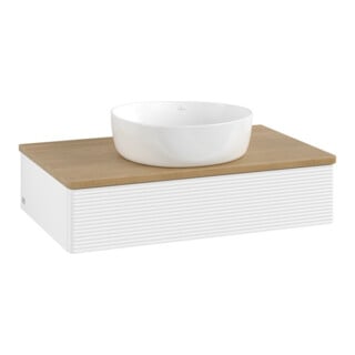 V&B Meuble sous-lavabo avec structure de façade Antao 80x19x50cm, couleur WBP miel Oa, blanc avec laque