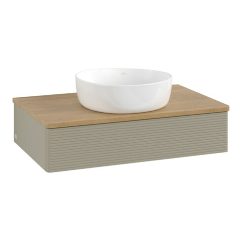 V&B Meuble sous lavabo avec structure de façade Antao 80x19x50cm, WBP chêne hon. Oa, gris moyen m Lac