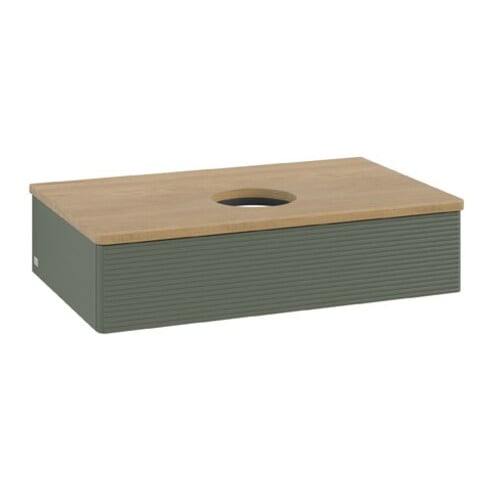 V&B Meuble sous lavabo avec structure de façade Antao 80x19x50cm, WBP chêne hon. Oa, lea gre. m Lac