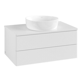 V&B Meuble sous lavabo avec structure de façade Antao 80x36x50cm, couleur WBP Lac, blanc brillant Lac