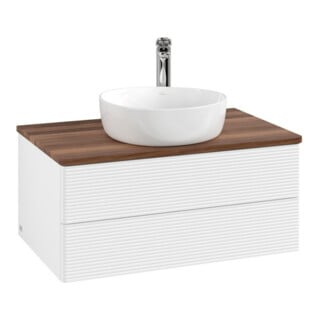 V&B Meuble sous lavabo avec structure de façade Antao 80x36x50cm, HL, WBP chêne, blanc m Lac