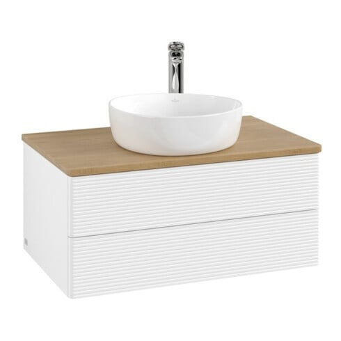 V&B Meuble sous lavabo avec structure de façade Antao 80x36x50cm, HL, WBP hon. Oa, blanc avec laque