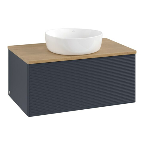 V&B Meuble sous-lavabo avec structure de façade Antao 80x36x50cm, WBP chêne hon. Oa, méd. bleu m Lac