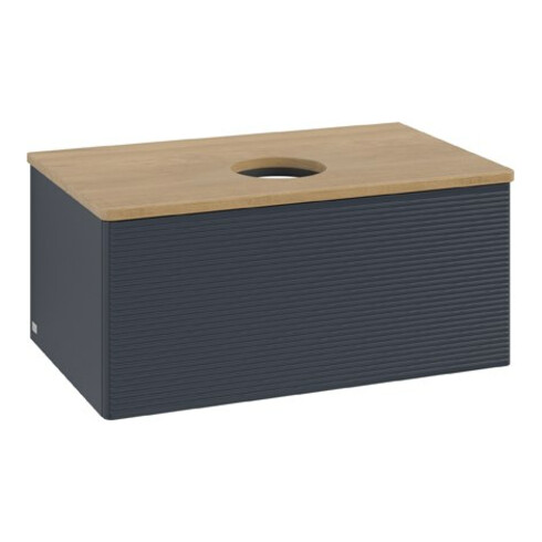 V&B Meuble sous-lavabo avec structure de façade Antao 80x36x50cm, WBP chêne hon. Oa, méd. bleu m Lac