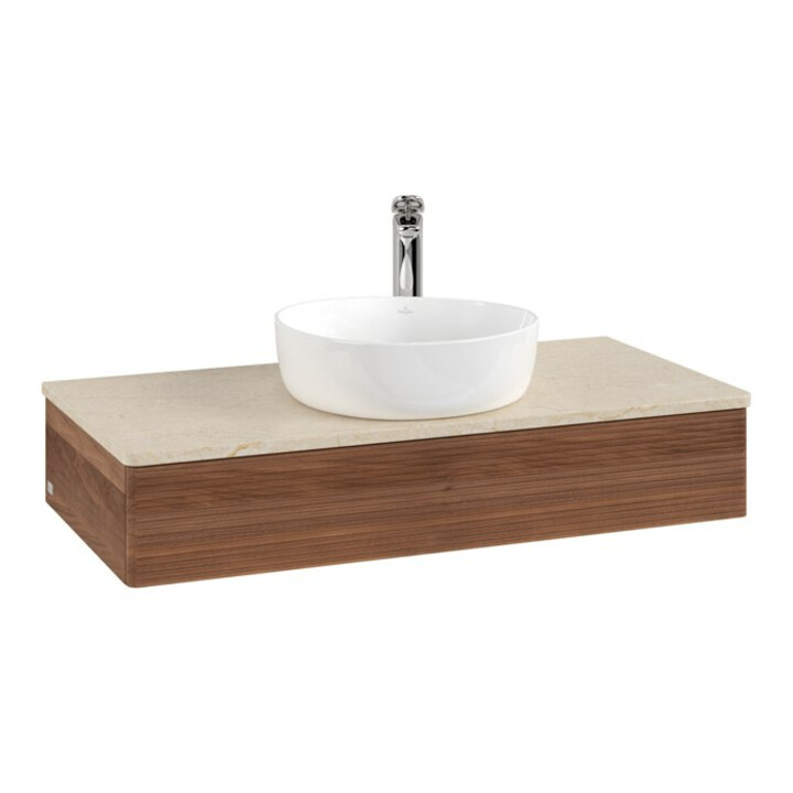 V&B Meuble sous-lavabo avec structure de façade, éclairage Antao 100x19x50cm, couleur WBP botti., noyer w.