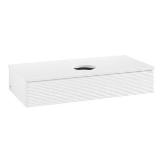 V&B Meuble sous-lavabo avec structure de façade, éclairage Antao 100x19x50cm, couleur WBP Lac, blanc avec Lac