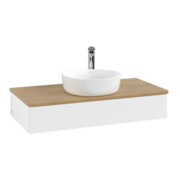 V&B Meuble sous lavabo avec structure de façade, éclairage Antao 100x19x50cm, WBP chêne, blanc mat Lac-3