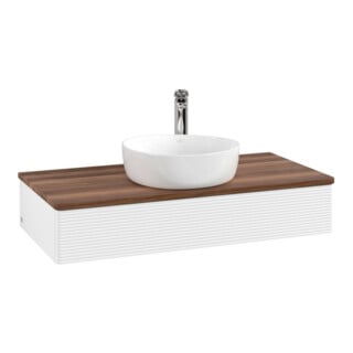 V&B Meuble sous lavabo avec structure de façade, éclairage Antao 100x19x50cm, WBP couleur w. wal, blanc m Lac