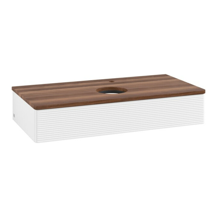 V&B Meuble sous lavabo avec structure de façade, éclairage Antao 100x19x50cm, WBP couleur w. wal, blanc m Lac