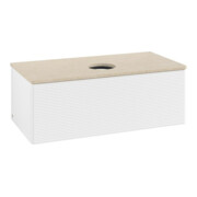 V&B Meuble sous lavabo avec structure de façade, éclairage Antao 100x36x50cm, couleur WBP botti., blanc mat Lac