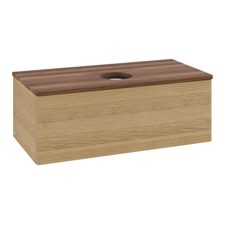 V&B Meuble sous lavabo avec structure de façade, éclairage Antao 100x36x50cm, couleur WBP chêne miel