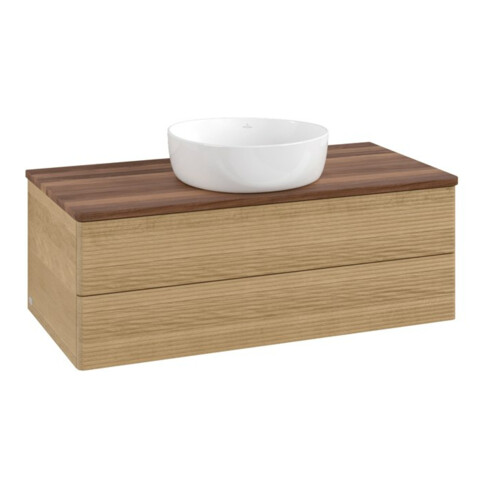 V&B Meuble sous lavabo avec structure de façade - éclairage Antao 100x36x50cm, couleur WBP chêne miel