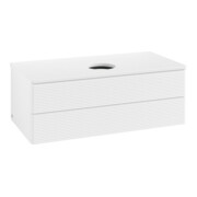 V&B Meuble sous lavabo avec structure de façade - Éclairage Antao 100x36x50cm, couleur WBP Lac, blanc avec Lac