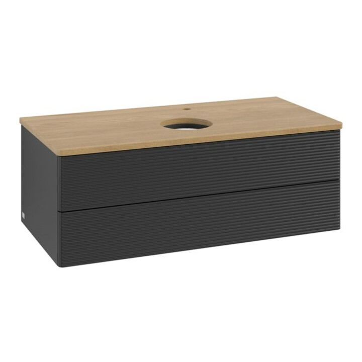 V&B Meuble sous lavabo avec structure de façade - Éclairage Antao 100x36x50cm, H I P, WBP chêne hon. Oa, bleu m Lac