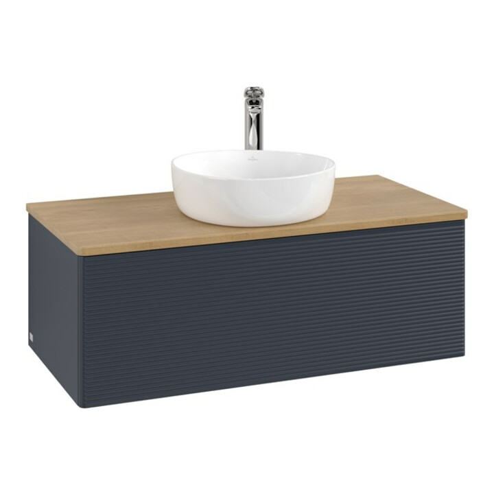 V&B Meuble sous lavabo avec structure de façade, éclairage Antao 100x36x50cm, HG, WBP hon. Oa, md b m Lac