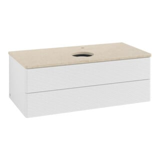 V&B Meuble sous lavabo avec structure de façade - Éclairage Antao 100x36x50cm, HL, WBP botti., blanc brillant Lac
