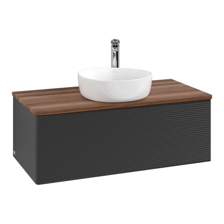 V&B Meuble sous lavabo avec structure de façade, éclairage Antao 100x36x50cm, HL, WBP w. wal, bla m Lac
