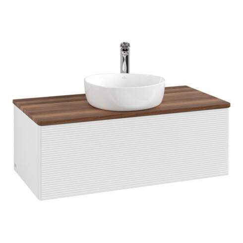 V&B Meuble sous lavabo avec structure de façade, éclairage Antao 100x36x50cm, HL, WBP w. wal, blanc brillant Lac