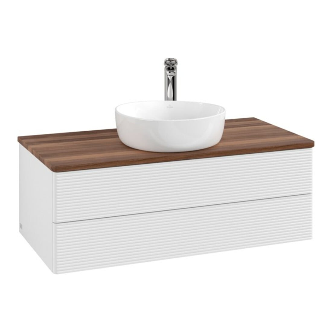 V&B Meuble sous lavabo avec structure de façade - Éclairage Antao 100x36x50cm, HL, WBP w. wal, blanc brillant Lac