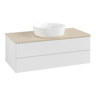 V&B Meuble sous lavabo avec structure de façade - Éclairage Antao 100x36x50cm, WBP botti., blanc brillant Lac